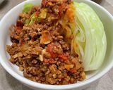 ☆温野菜(キャベツ)のミートソースがけ♪作り方5写真
