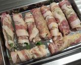 豚肉のニンニクみそロール丼作り方3写真