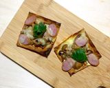 【一口サイズ】ワンタンの皮deなめこピザ作り方7写真