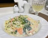 お手軽！鮭とほうれん草のクリームパスタ作り方6写真