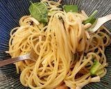 塩辛とスルメイカのにんにくバターパスタ作り方6写真