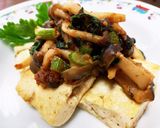 蒸しナス・豆腐ソテーの味噌味茸のせ作り方3写真