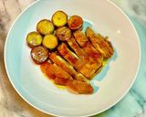 皮パリパリ鶏もも照り焼きさつまいも添え作り方10写真