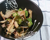 鶏とオクラと舞茸とわかめの梅酢和え作り方7写真