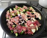 不器用茄子と胡瓜の肉のバルサミコ酢焼き作り方1写真