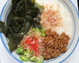 腸活４種丼：ワカメ・オクラ・納豆・とろろ作り方1写真