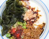 腸活４種丼：ワカメ・オクラ・納豆・とろろ作り方2写真