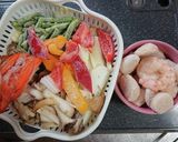 残り野菜とエビ・ホタテのルーなしシチュー作り方1写真