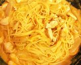 南瓜とゴボウささみの豆乳クリームパスタ作り方6写真