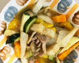 天津飯の餡炒め味豚こま大根青椒肉絲風作り方14写真