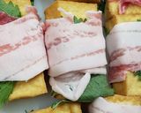 厚揚げと豚バラのしそ巻き♪枝豆トッピング作り方2写真