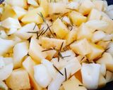 不断草とじゃがいもの炒め物作り方1写真