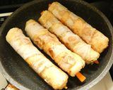 野菜と油あげの豚肉ロール煮作り方4写真