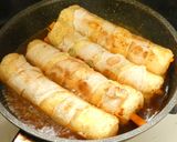 野菜と油あげの豚肉ロール煮作り方5写真