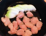 白い親子丼●とりむねたまねぎ半熟卵作り方1写真