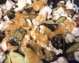 ナスときのこと鶏肉の胡麻味噌炒め＆スープ作り方12写真