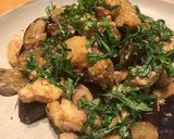 ナスときのこと鶏肉の胡麻味噌炒め＆スープ作り方14写真