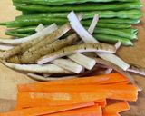 味付け簡単、三色野菜のくるくる肉巻き作り方1写真