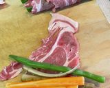 味付け簡単、三色野菜のくるくる肉巻き作り方2写真