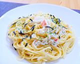 レンチンパスタで毛ガニの和風醤油パスタ作り方8写真