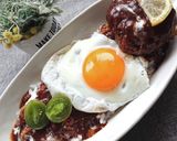 カレーハンバーグ目玉焼きレモントマトのせ作り方10写真