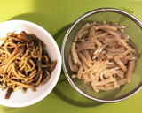 材料2つ♫ゼンマイ水煮と蒟蒻の炒め煮作り方1写真
