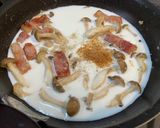 ベーコンとしめじのクリームパスタ作り方5写真