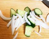 蒸しかぼちゃときゅうり、玉ねぎのマヨかけ作り方3写真