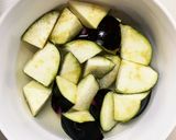 豚こま簡単韓国風炒め味麻婆豆腐茄子作り方3写真