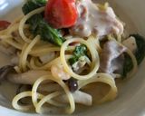 豚肉とほうれん草のクリームパスタ作り方7写真