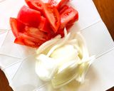 簡単おかず♪牛こまとトマトのカレー炒め作り方1写真