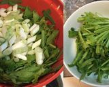 豚バラ肉と春菊のピリ辛胡麻だれ炒め作り方1写真