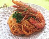 レトルトでらくしてミートソースエビパスタ作り方7写真