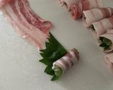 お弁当にも豚バラ肉のくるくるしそ巻き作り方1写真