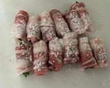 お弁当にも豚バラ肉のくるくるしそ巻き作り方2写真