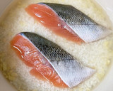 秋鮭と生姜の炊き込みごはん作り方5写真