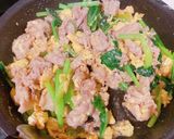 小松菜と豚肉と卵のオイマヨ炒め作り方6写真
