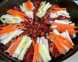 味付け牛肉と千切り野菜のピリ辛すき焼き風作り方5写真