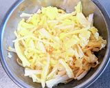 白菜もやしの豚玉チーズ焼き作り方6写真