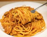 鯖缶とマッシュルームのトマトソースパスタ作り方12写真