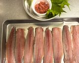 鰯の梅大葉巻き。作り方1写真