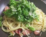 わさび菜とミニトマトのペペロンチーノ作り方5写真