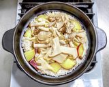 土鍋でさつま芋ときのこの炊き込みご飯作り方3写真