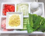 ベーコンと小松菜にパプリカの中華あんかけ作り方1写真