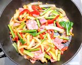 ベーコンと小松菜にパプリカの中華あんかけ作り方4写真