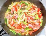 ベーコンと小松菜にパプリカの中華あんかけ作り方5写真
