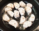 柚子胡椒れんこんと鶏ひき肉のハサミ焼き作り方4写真