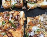 鉄板でカリカリチーズ舞茸トースト作り方8写真