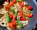 ＊れんこんとピーマンと鶏肉の中華風炒め＊作り方3写真