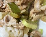 超簡単　ねぎ豚ポン酢丼作り方7写真